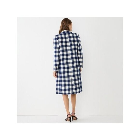 NWT J.Crew Alfie Topcoat in Ivory Blue Buffalo Check Italian Wool Coat 4 - Picture 10 of 11